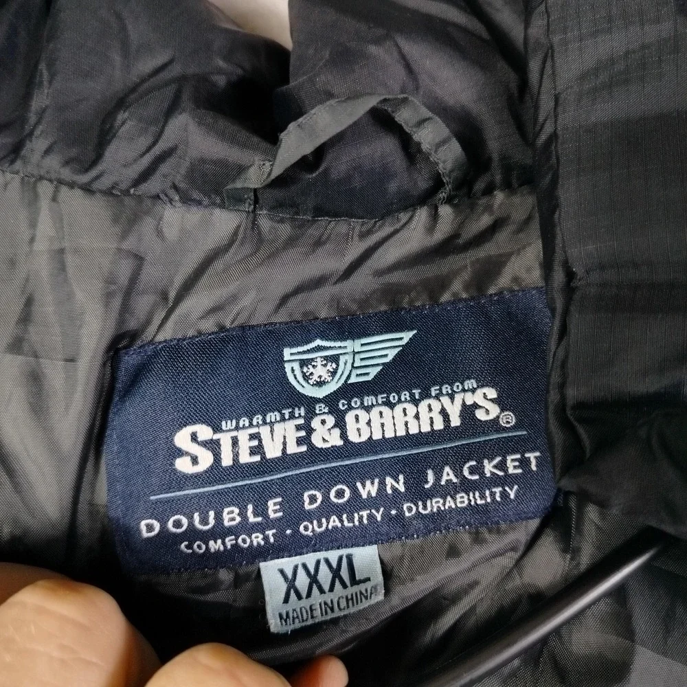 Steve & Barry's Double Down Jacket Mens 3XL Gray Hooded Puffer Winter Insulated